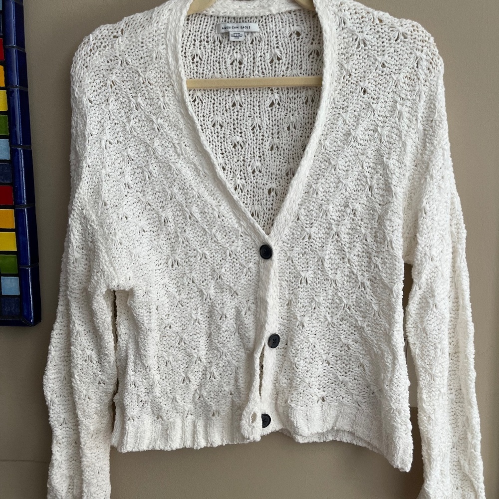 American Eagle White Sweater, Size M